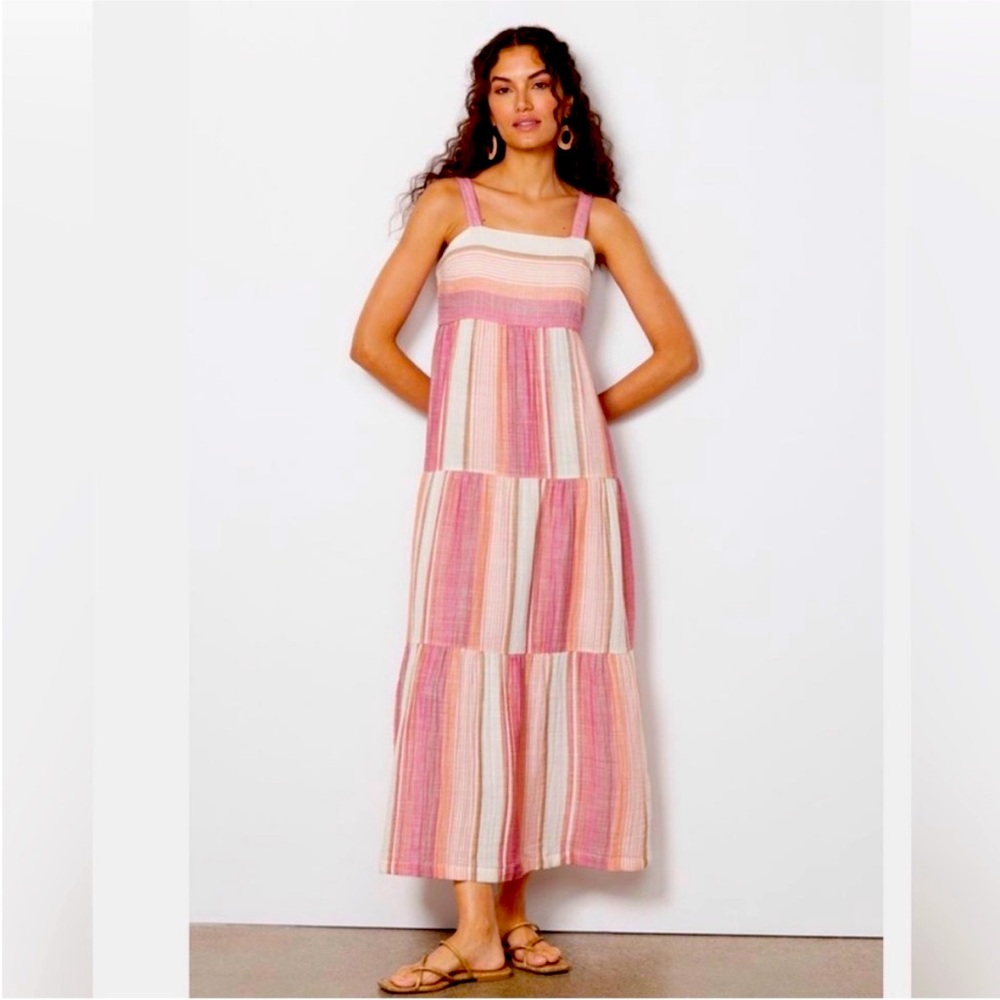 Striped Pink and Cream Maxi Dress